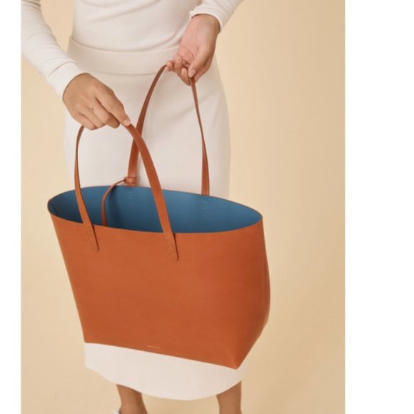 Mansur Gavriel Large Tote Cammello/Royal blue - Picture 2 of 16